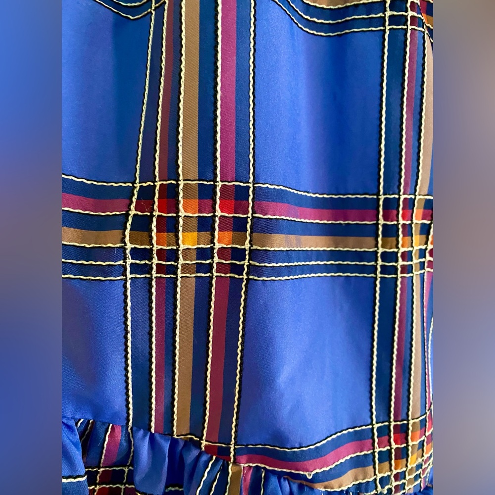 Anthropologie Maeve blue plaid tiered ruffle taffeta bubble skirt - Picture 3 of 5